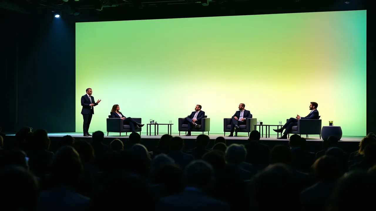 The Executive Forum stage in Toronto: a panel in armchairs, the audience in front